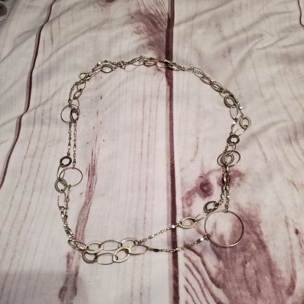 Silver double oval & hoop necklace NWOT